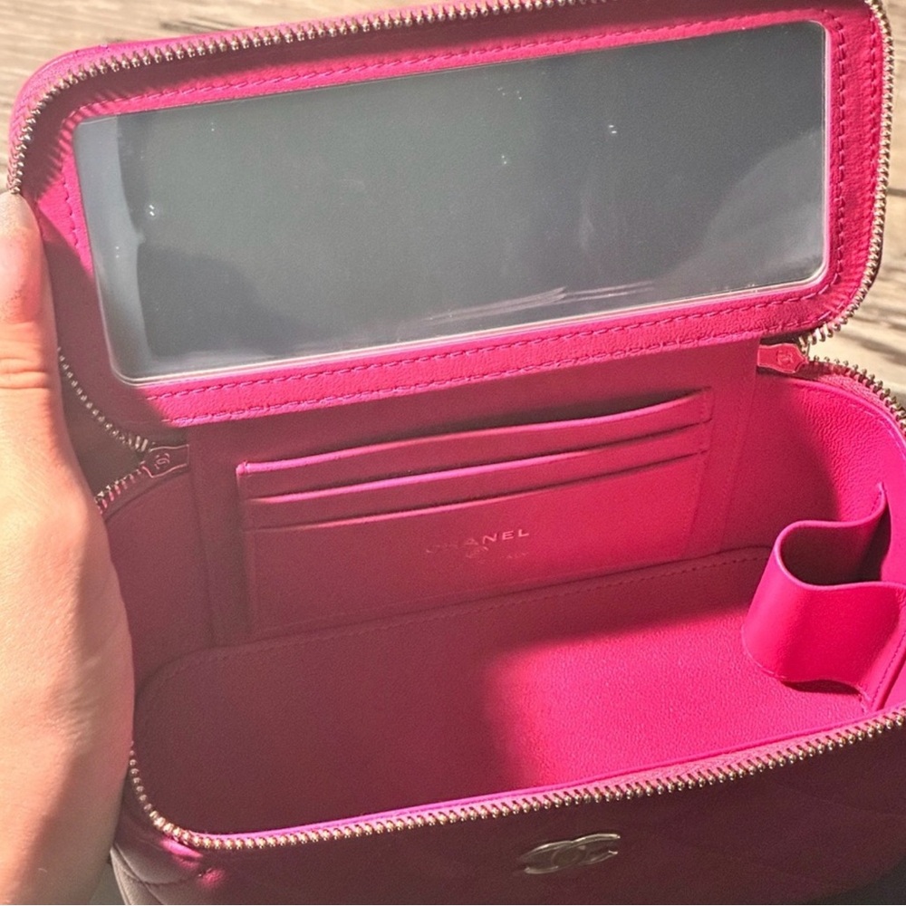 Chanel Lambskin Quilted Small Top Handle Vanity Case Fuschia Pink - Picture 2 of 11